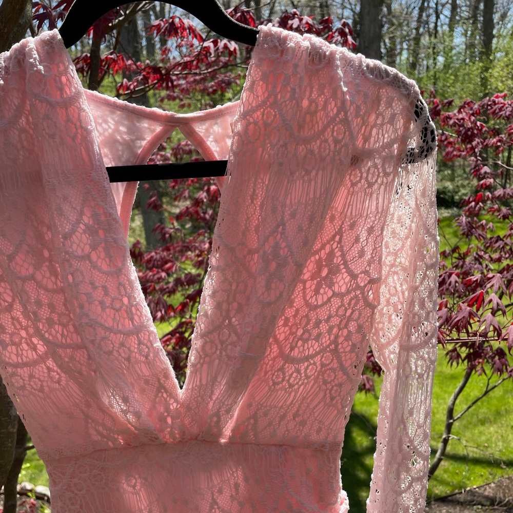 Long-sleeved lace Revolve mini dress